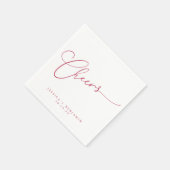 Cheers Minimale magenta White Script Custom Weddin Servet (Hoek)