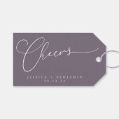 Cheers Minimale Paarse puistjes Aangepaste bruilof Cadeaulabel (Voorkant (Horizontaal))