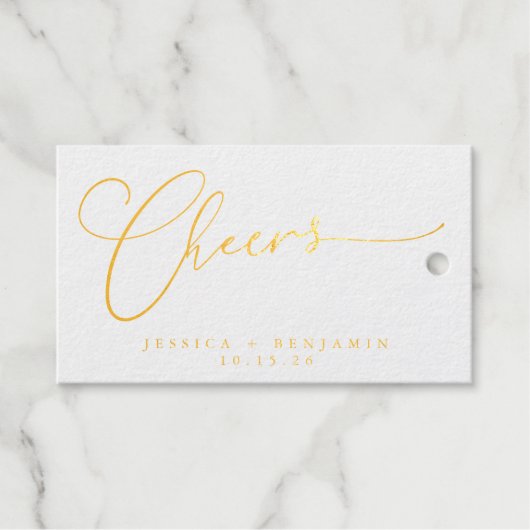 Cheers Minimale scripts Aangepast bruiloft White G Cadeaulabels (Voorkant (horizontaal))