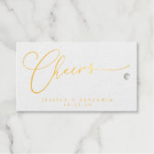 Cheers Minimale scriptweddenschap White Gold Cadeaulabels (Voorkant (horizontaal))