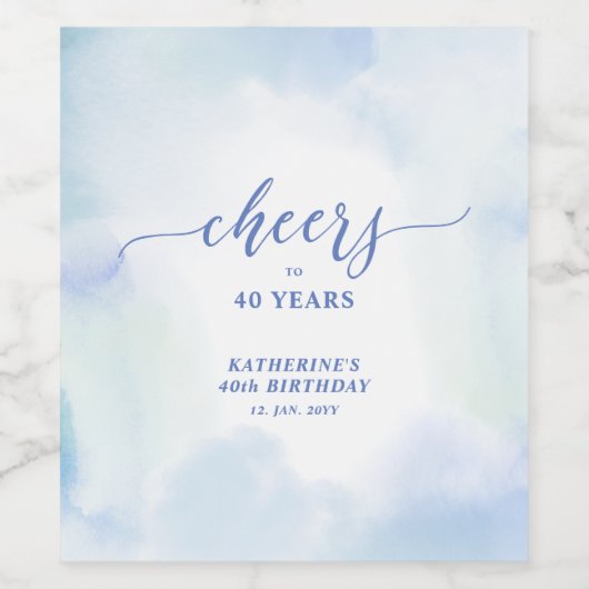 Cheers | Minimale Waterverf van volwassen geboorte Wijn Etiket (Enkel label)