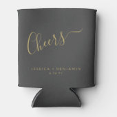 Cheers Minimalist Black en Gold Custom Wedding Blikjeskoeler (Voorkant)