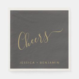 Cheers Minimalist Black en Gold Custom Wedding Servet