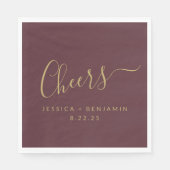 Cheers minimalist Burgundy Gold Custom Wedding Servet (Voorkant)