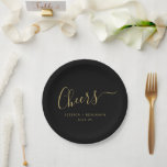 Cheers minimalist Classy Black Gold Custom Wedding Papieren Bordje<br><div class="desc">Specialistische Borden voor minimalistische kleuren: zwart en gouden bruiloft</div>