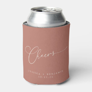 Cheers Minimalist Terracotta Script Custom Wedding Blikjeskoeler