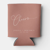 Cheers Minimalist Terracotta Script Custom Wedding Blikjeskoeler (Voorkant)