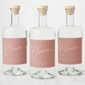 Cheers Minimalist Terracotta Script Custom Wedding Likeurfles Etiket (Flessen)