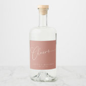 Cheers Minimalist Terracotta Script Custom Wedding Likeurfles Etiket (Voorkant)