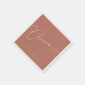 Cheers Minimalist Terracotta Script Custom Wedding Servet (Hoek)
