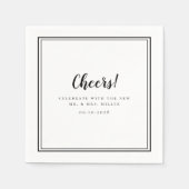 Cheers minimalist Wedding Mr & Mrs Modern Black Servet (Voorkant)