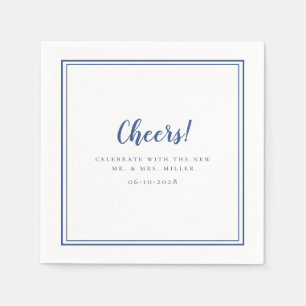 Cheers minimalist Wedding Mr & Mrs Modern Blue Servet