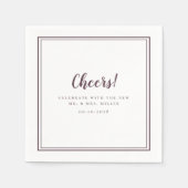 Cheers minimalist Wedding Mr & Mrs Modern Paars Servet (Voorkant)
