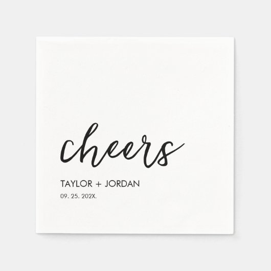 Cheers minimalistisch modern script bruiloft servet (Voorkant)
