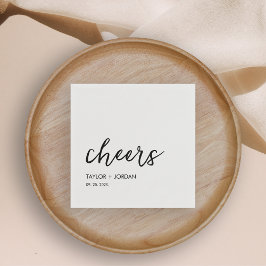 Cheers minimalistisch modern script bruiloft servet