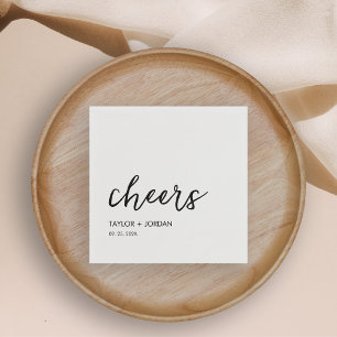 Cheers minimalistisch modern script bruiloft servet