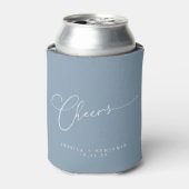 Cheers minimalistisch robuust blauw script aangepa blikjeskoeler (Blikje Voorkant)