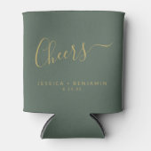 Cheers minimalistisch Sage Green Gold Custom Weddi Blikjeskoeler (Voorkant)
