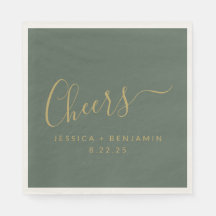 Cheers minimalistisch Sage Green Gold Custom Weddi