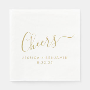 Cheers minimalistisch White Gold Custom Wedding Servet