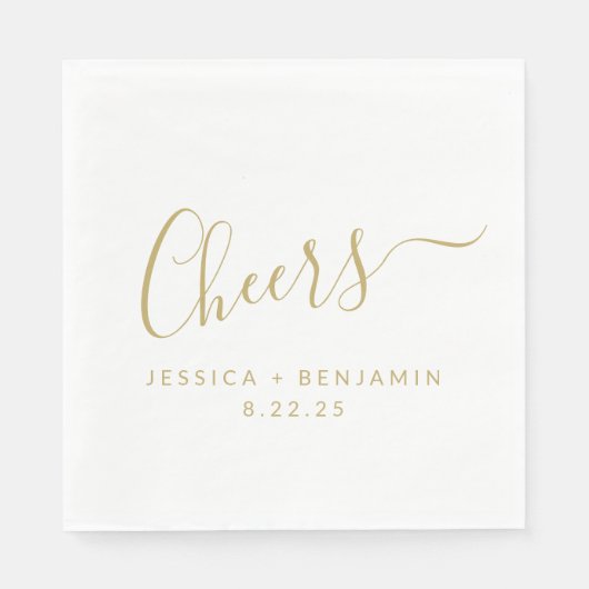 Cheers minimalistisch White Gold Custom Wedding Servet (Voorkant)