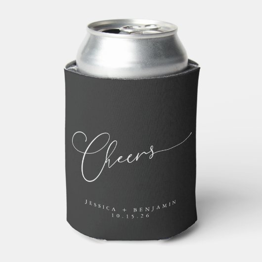 Cheers minimalistisch zwart Script aangepaste brui Blikjeskoeler (Blikje Voorkant)