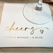 Cheers Modern Bride and Groom Wedding Gold Folie Servetten