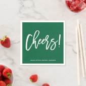 Cheers Modern Calligraphy Green Wedding Servet (Insitu)
