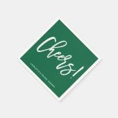 Cheers Modern Calligraphy Green Wedding Servet (Hoek)