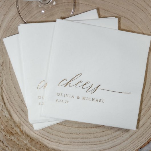 Cheers Modern Elegant Typography Wedding Folie Servetten