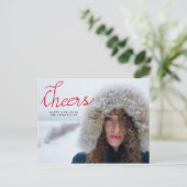 Cheers Modern Handgeschreven Rode Manuscript Foto Briefkaart (Staand voorkant)