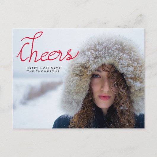 Cheers Modern Handgeschreven Rode Manuscript Foto Briefkaart (Voorkant)