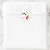 Cheers Modern Happy Nieuwjaar wijn en gouden Stipp Ronde Sticker (Tas)