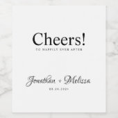 Cheers! Modern legant Script Wedding Wijn Etiket (Enkel label)