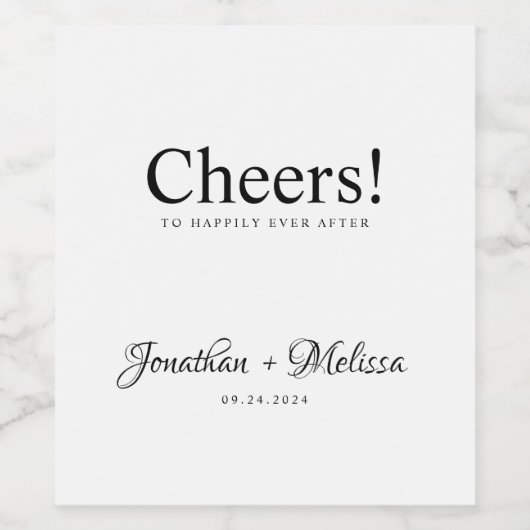 Cheers! Modern legant Script Wedding Wijn Etiket (Enkel label)