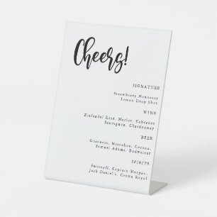 Cheers Modern Minimalist Simple Wedding Bar Sign Reclamebord Met Voetstuk