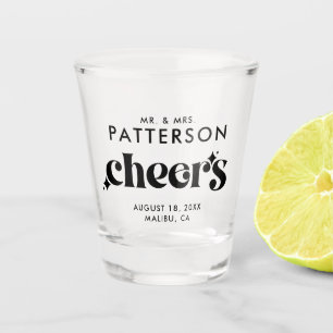 Cheers Modern Retro Bruiloft Shot Glas