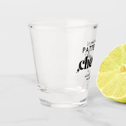 Cheers Modern Retro Wedding Shot Glas (Links)