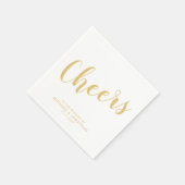 'Cheers' Modern Script Gold Wedding Servet (Hoek)