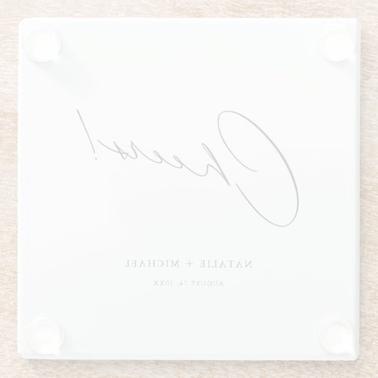 Cheers Modern Unieke Aangepaste bruiloft Glazen Onderzetter (Achterkant)