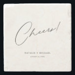 Cheers Modern Unieke Aangepaste bruiloft Stenen Onderzetter<br><div class="desc">Op zoek naar een unieke en persoonlijke huwelijksgunst waar je gasten van zullen houden? Kijk niet verder dan deze Cheers Modern Unieke Specialized Onderzetter van de Stone van de Weddenschap van de Douane! Met een eenvoudig maar stijlvol ontwerp met het woord "Cheers" in een modern, kalligrafiescript lettertype, zijn deze onderzetters...</div>