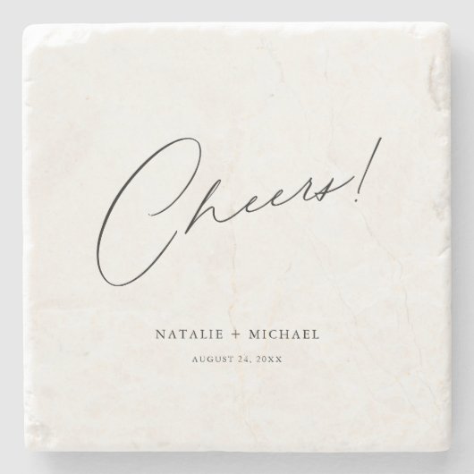 Cheers Modern Unieke Aangepaste bruiloft Stenen Onderzetter (Voorkant)