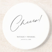 Cheers Modern Unieke Aangepaste bruiloft Zandsteen Onderzetter (Voorkant)