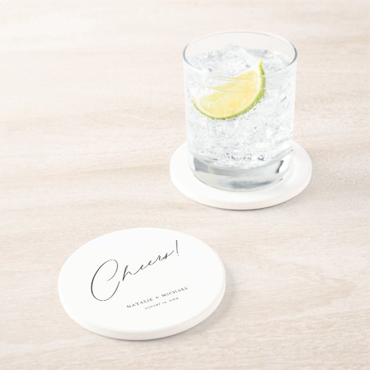 Cheers Modern Unieke Aangepaste bruiloft Zandsteen Onderzetter (Zijkant)