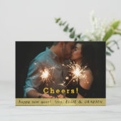 CHEERS Moderne foto- en goudgrens nieuwjaar Feestdagenkaart (Staand voorkant)