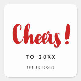 Cheers Moderne rode en witte nieuwjaarsfamilie Vierkante Sticker