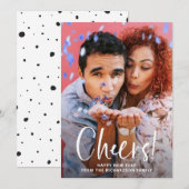 Cheers | Moderne typografie en foto Nieuwjaar Feestdagenkaart (Voorkant / Achterkant)