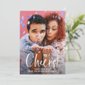 Cheers | Moderne typografie en foto Nieuwjaar Feestdagenkaart (Staand voorkant)