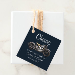 Cheers Motorcycle Vintage Trouwdatum Bruid Bruideg Bedankjes Labels