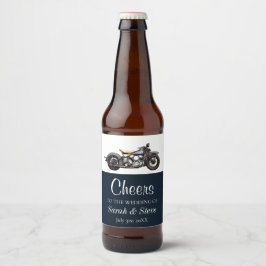 Cheers Motorcycle Vintage Trouwdatum Bruid Bruideg Bier Etiket